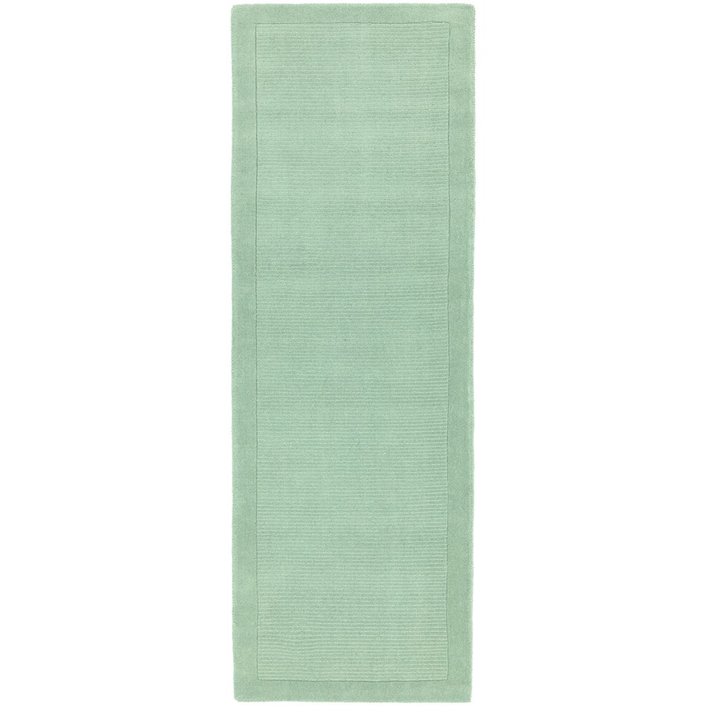 York Plain Wool Hall Runner Rugs in Mint Green